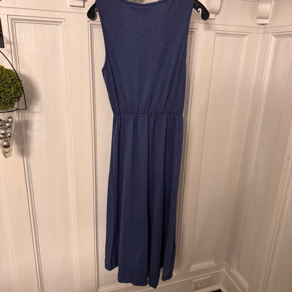 Halara Women’s Dress Deep V Neck Hi-Low Crossover Hem Flown Blue Sz M NWT - Picture 5 of 15
